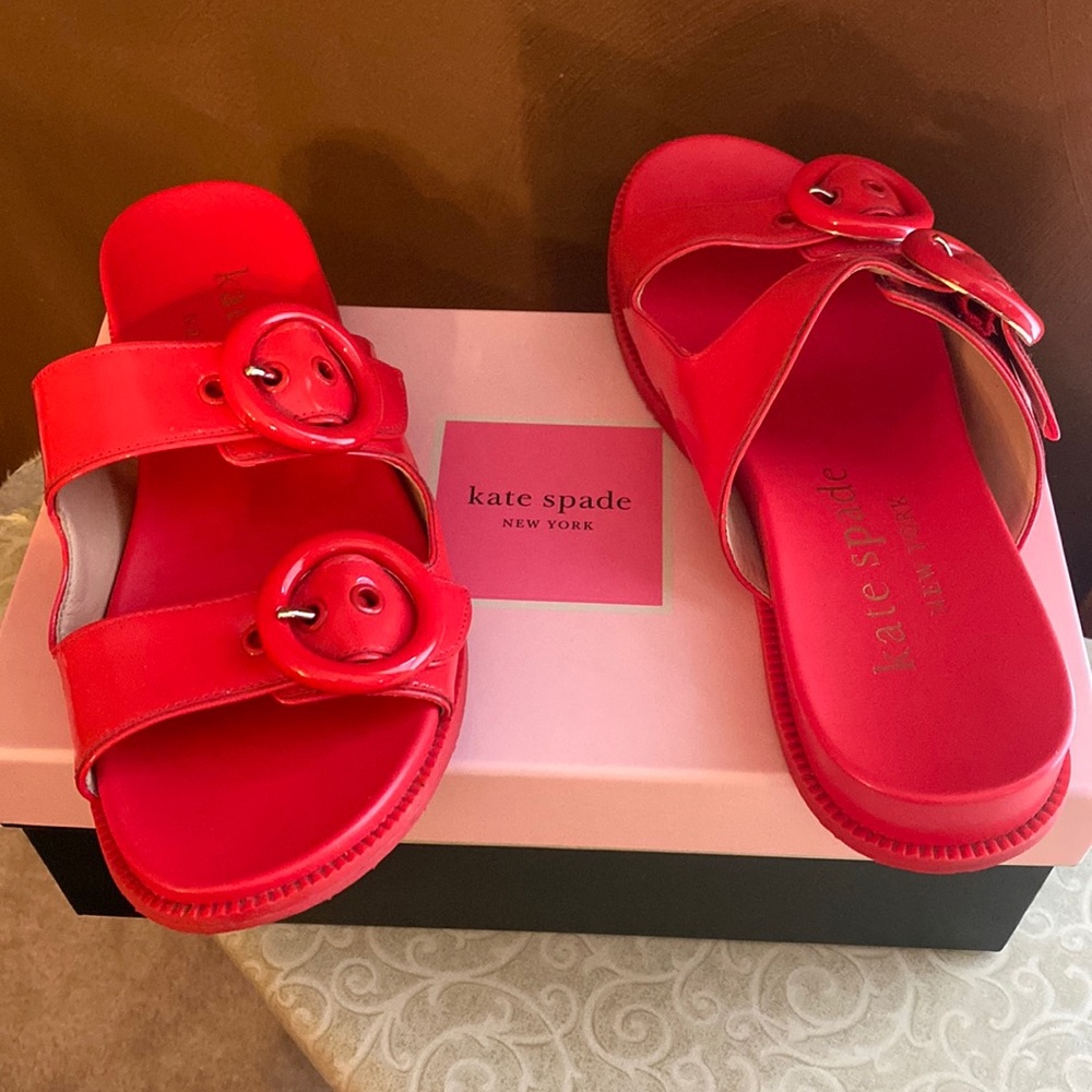 Kate Spade “Rhodes” Sandal size 9 in women color “Coral Rose” worn only 4 times